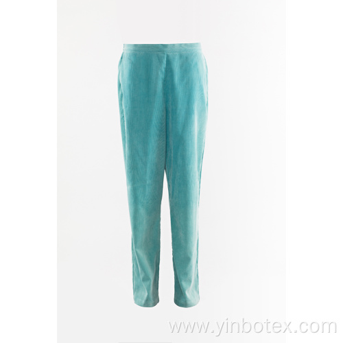 Aqua solid trousers with straight legs